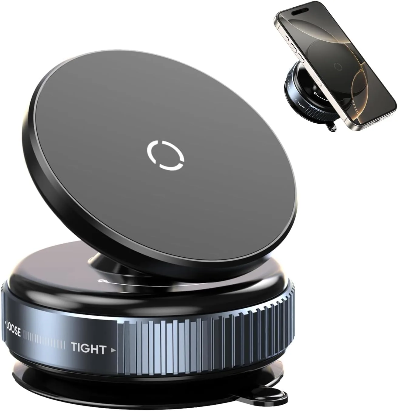 Car Phone Holder - Magnetic Vacuum Suction Mount | 360° Adjustable Mount for Mirror, Wall, Gym | Quick Lock | Compatible with iPhone & Android