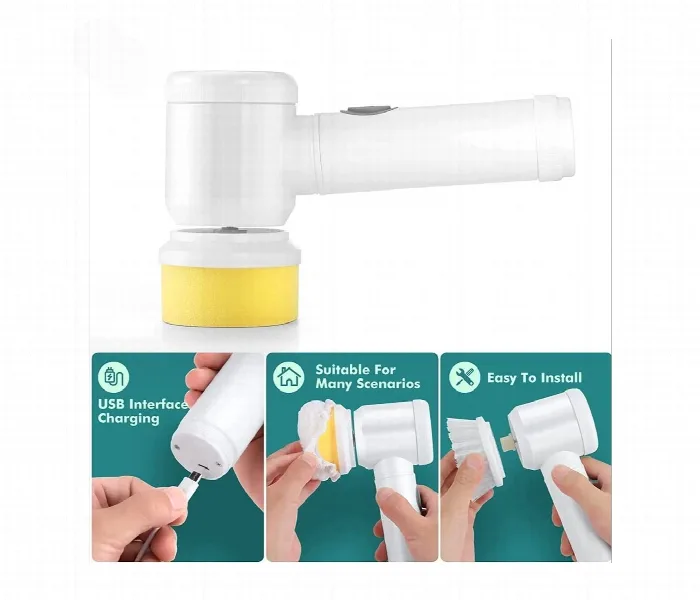 5 In 1 Electric Spin Scrubber Rechargeable Cleaning Tools Grout Brush Electric Cleaning Brush With 3 Brush Heads thumbnail 3