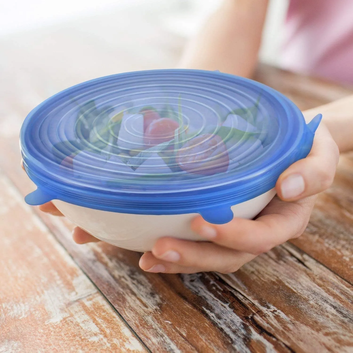 Silicone Stretch Lids 6 Pack Suction Lid - Multi Size Stretchable Covers For Bowls, Cups, Pots, Can, Mason Jar, Food Fresh Saver Cover, Freezable Microwavable Cover thumbnail 3