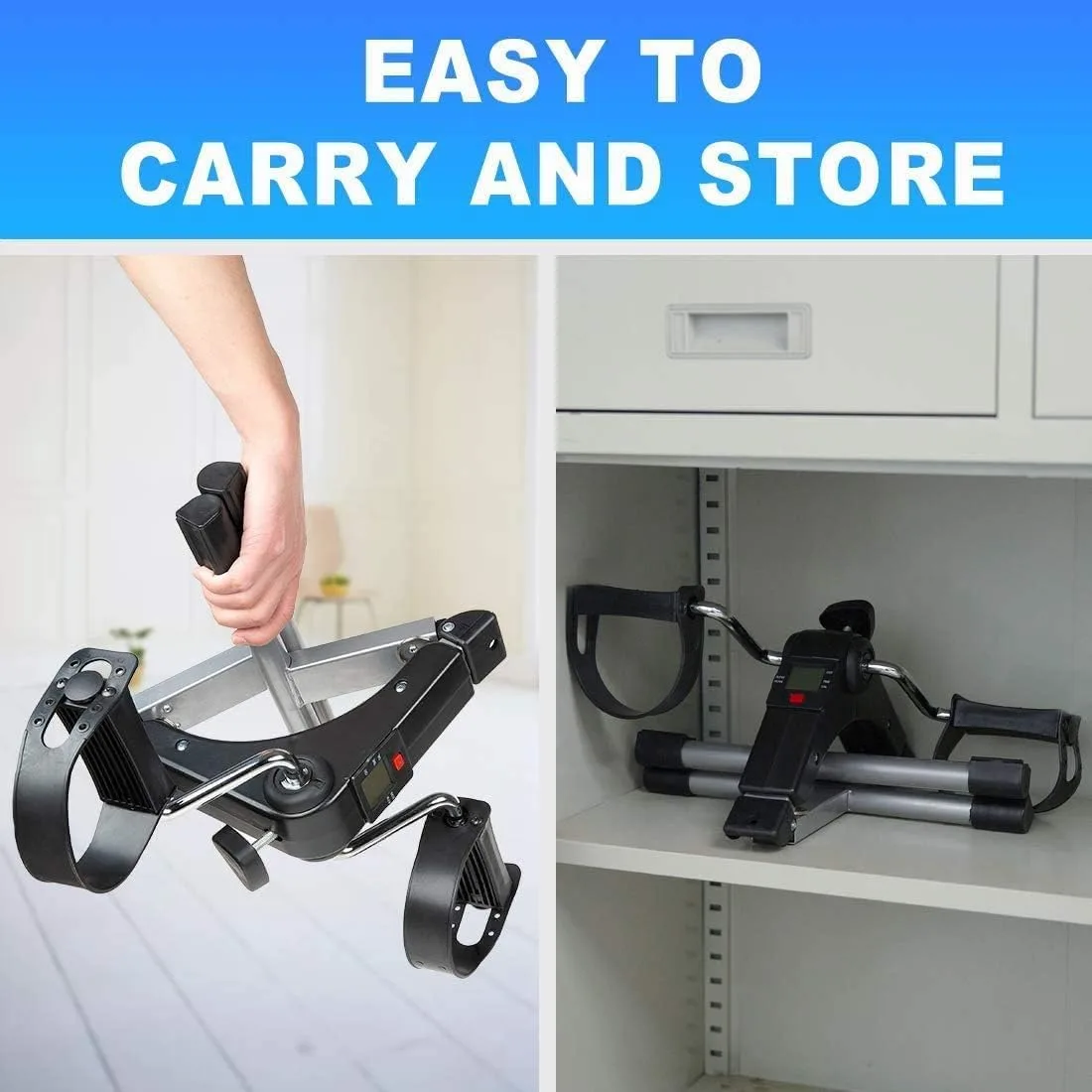 Pedal Exerciser Digital Foldable Mini Foot Leg Fitness Arm And Variable Resistance thumbnail 3