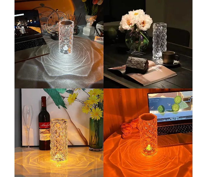 Crystal Diamond Color Changing Creative Romantic Rose Acrylic Led Light For Bedroom Living Room Touch Control Bedside Lamp With Usb Port thumbnail 4