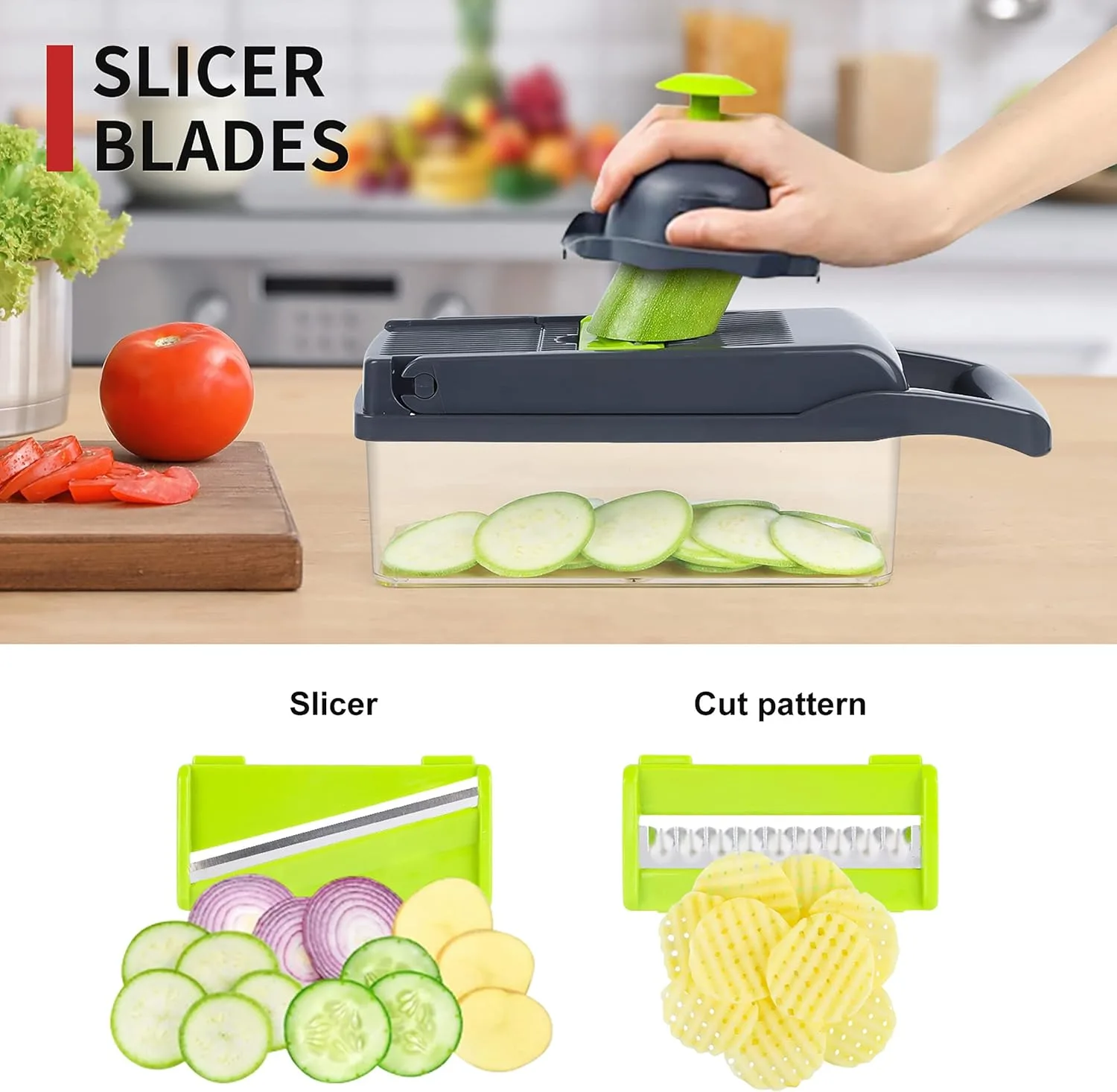 Vegetable Chopper, Onion Chopper, Mandolin Slicer,Pro 10 in 1professional food Choppermultifunctional Vegetable Chopper and Slicer, Dicing Machine, AdjustableVegetable Cutter With Container thumbnail 4