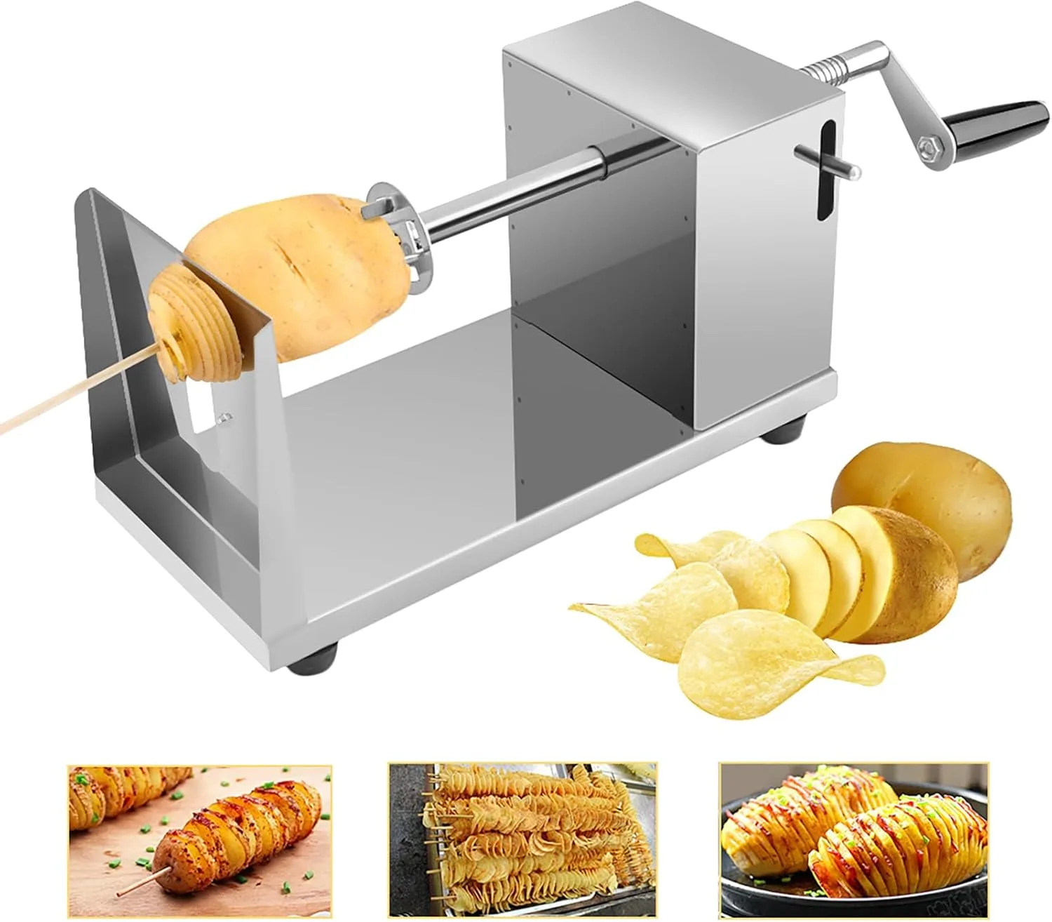 Potato Tower Machine, Stainless Steel, Spiral Potato Cutter for Fruit, Potatoes, Tornado Chips, Cucumber or Carrots