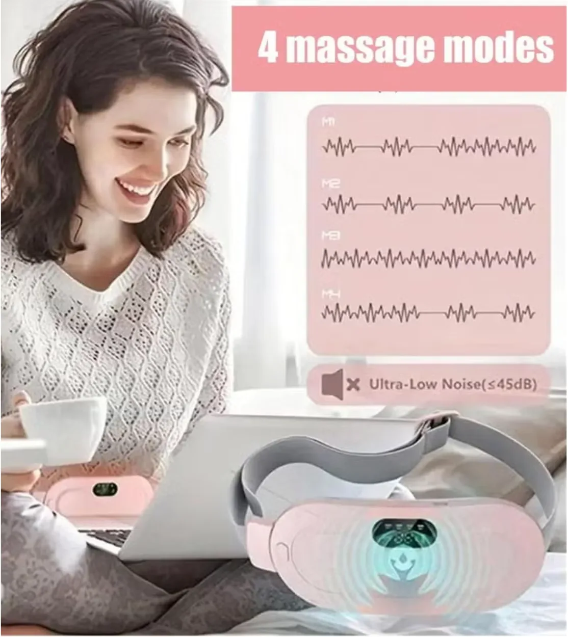 Portable Cordless Heating Pad for Period Cramps Relief, Rechargeable Electric Heat Belt with 3 Adjustable Heat Levels and 4 Vibration Modes, Perfect Gift for Women and Girls thumbnail 8