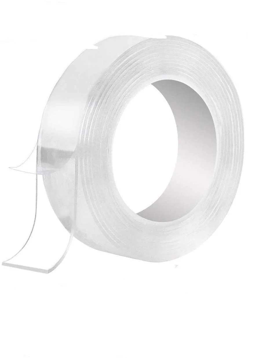 Fusion Luke Double Sided Reusable Adhesive Silicone Anti-Slip Strong Adhesive Traceless Multi-Functional Sticky Strips Tape, Transparent