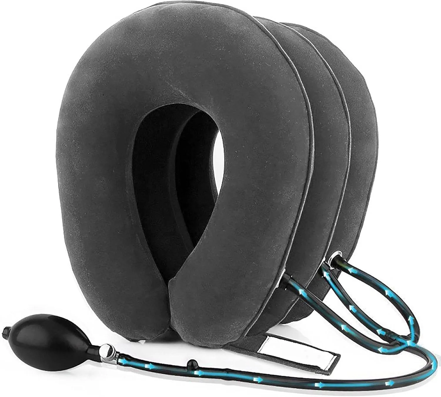Neck Traction Device Adjustable Inflatable Neck Support Pillow 3 Layers for Instant Neck Pain Relief and Spine Alignment At Home or Work
