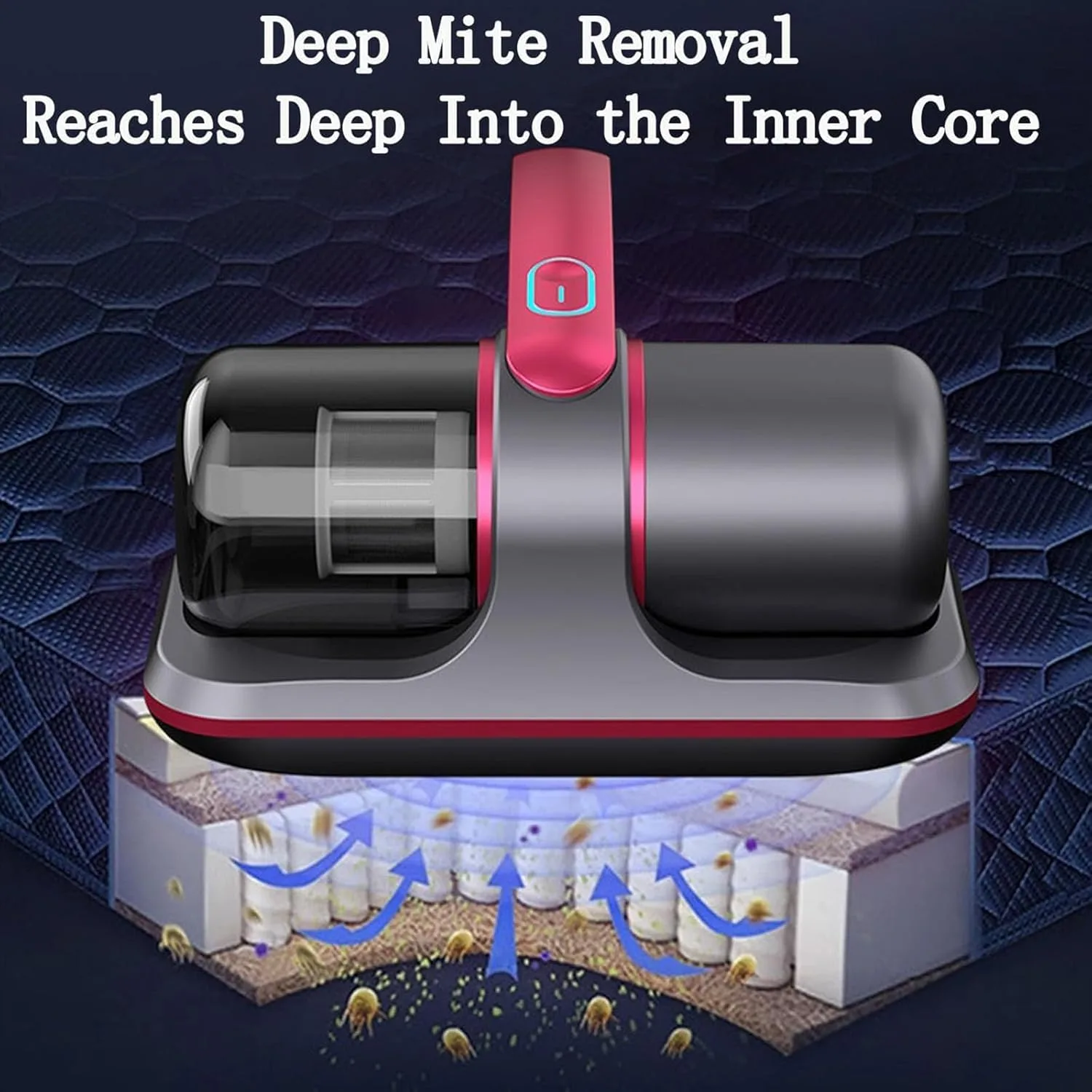 Bed Vacuum Cleaner, Household High-Frequency Strong Mite Removal Instrument, Handheld Deep Mattress Vacuum Cleaner, Wireless Vacuum Cleaning Remover Instrument, for Bed, Sofa, Carpets thumbnail 3