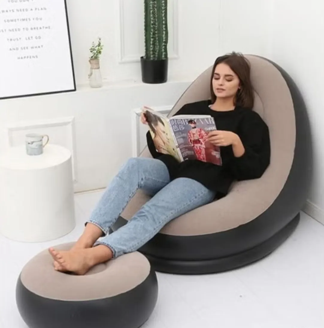 NEW Inflatable Air Chair with Footrest Stool – Comfortable Furniture Set thumbnail 3