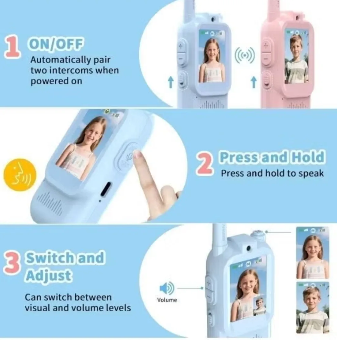 Kids Video Chat Toy with Camera 2 Pack – Rechargeable Interactive Talking Phones, Photo & Video Recording, Educational Pretend Play Gift, Fun Communication Toy for Boys & Girls thumbnail 2