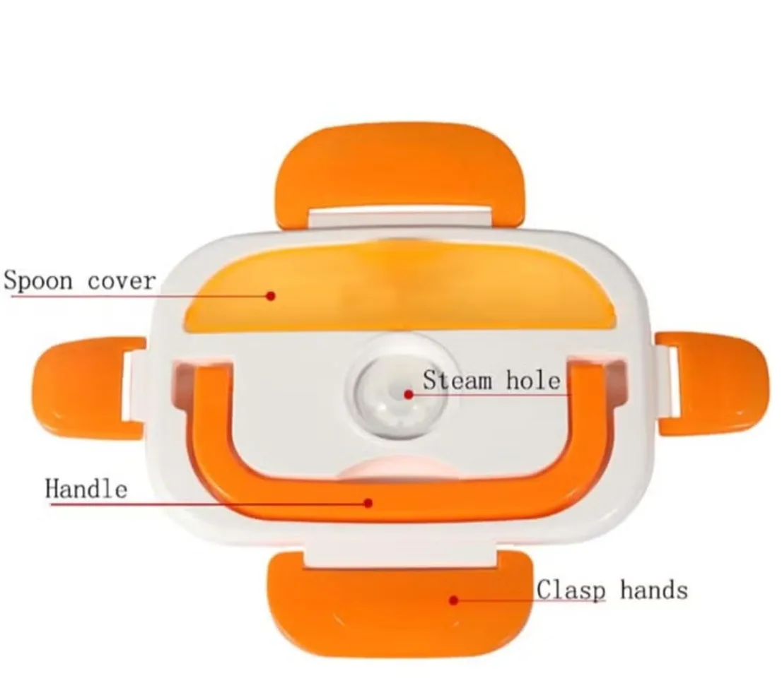 Electric Lunch Box Food Heater,12V&110V&220V 2-in-1 Portable Food Warmer Lunch Box for Car and Home, 304 Stainless Steel Containers Spoon thumbnail 4