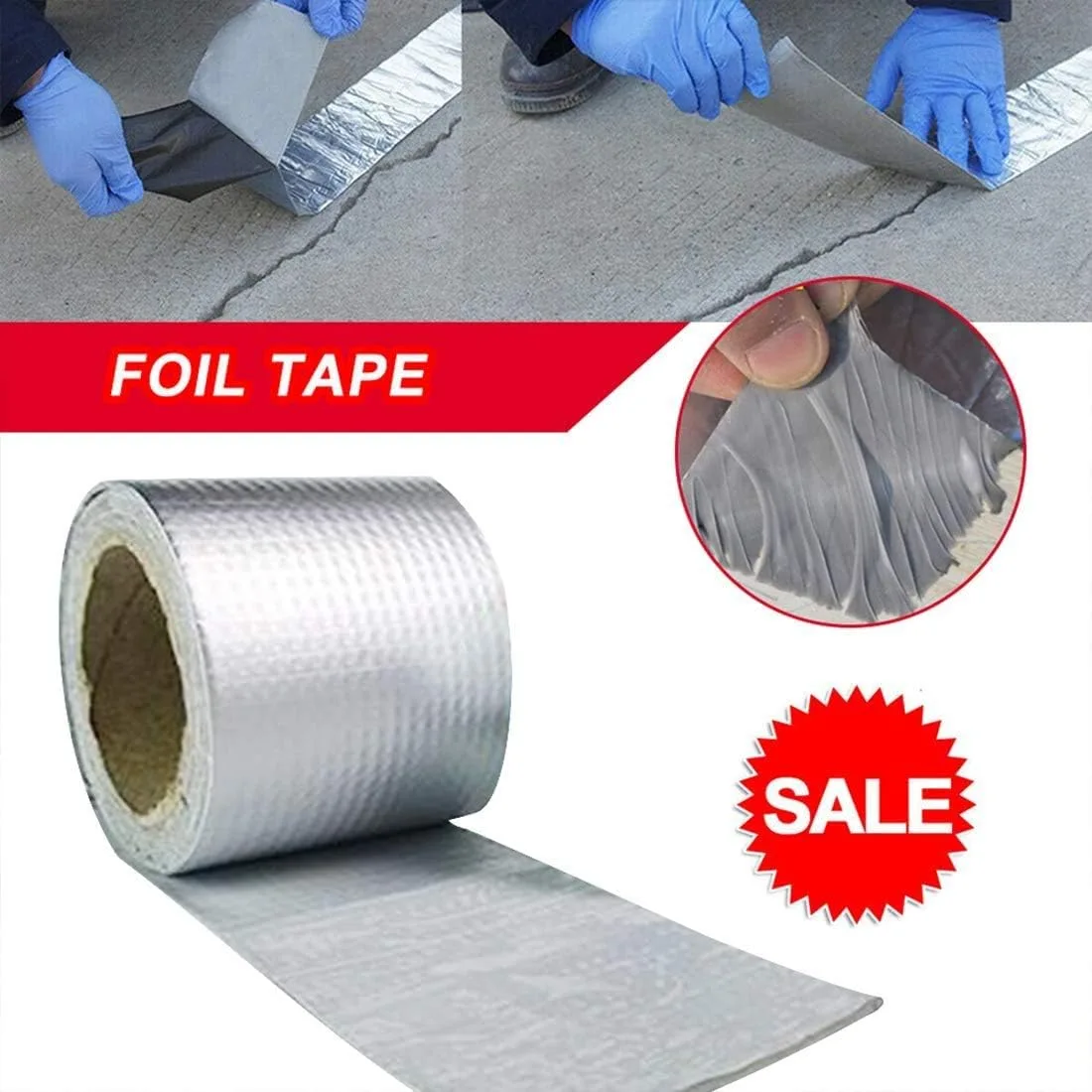 Super Waterproof Tape, Outdoor Leak Repair Aluminum Butyl Tape, Permanent Leak Proof All Weather Patch, UV Resistant Pipe Awning Sail Roof Window Sealing thumbnail 3