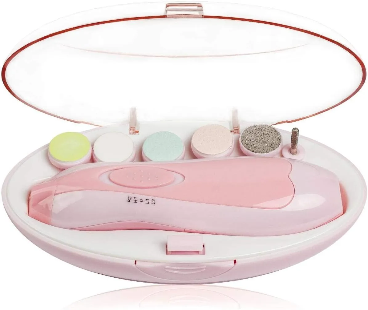 Baby Electric Nail File Drill for Baby No Sharp Claws Hurt, Nail Care Professional Manicure Pedicure System for Beauty Nail Art, 6 in 1 Safety Cutter Trimmer Clipper for Toes and Fingers