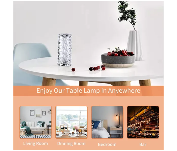 Crystal Diamond Color Changing Creative Romantic Rose Acrylic Led Light For Bedroom Living Room Touch Control Bedside Lamp With Usb Port thumbnail 2