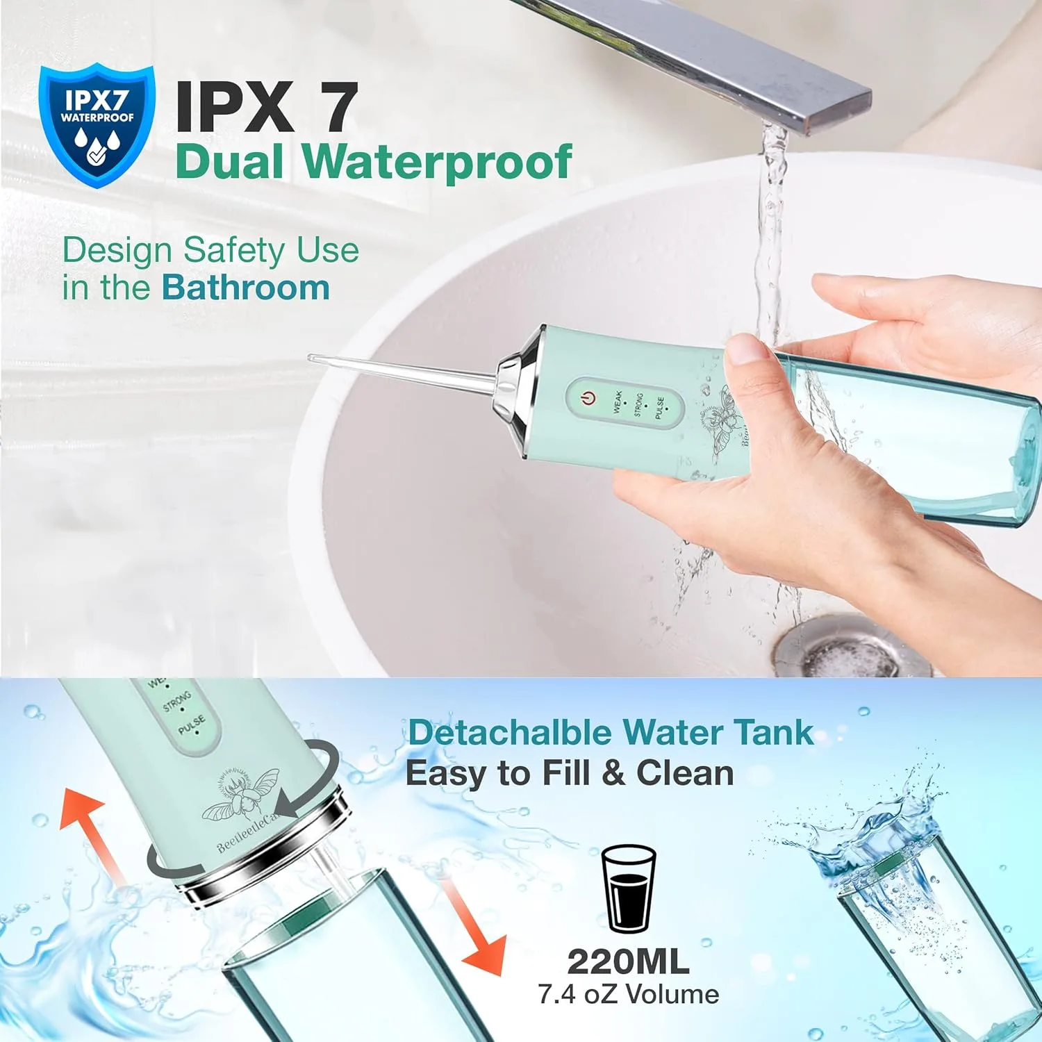 Cordless Dental Oral Irrigator With 4 Nozzle Tips and 3 Different Water Pressure Modes thumbnail 3