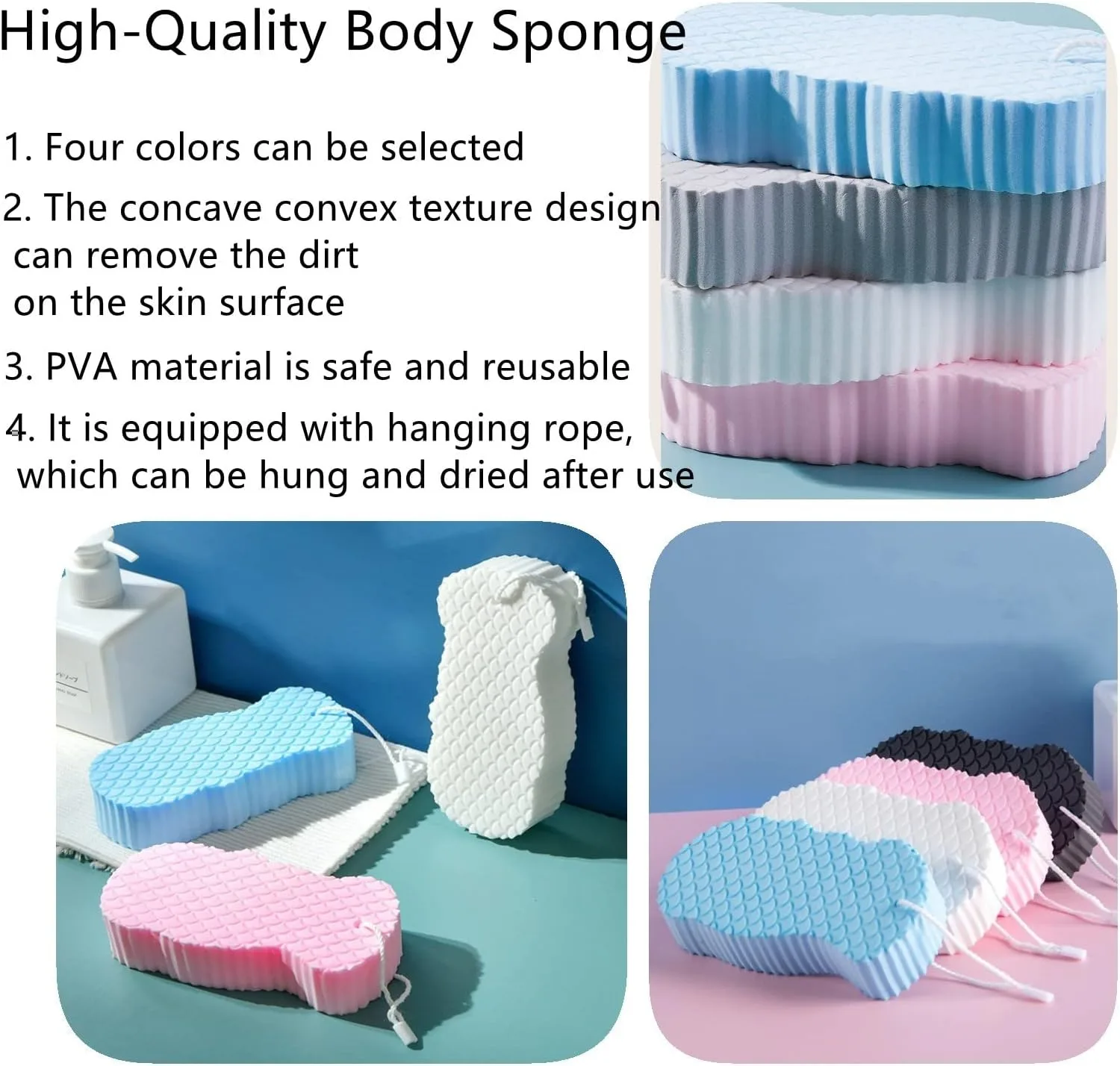1 Piece Super Soft Exfoliating Bath Sponge,Soft Bath Body Shower Sponge,Spa Scrub Exfoliator Dead Skin Remove,3D Bath Sponges for Shower,Reusable Bath Sponge for Adults Children thumbnail 2