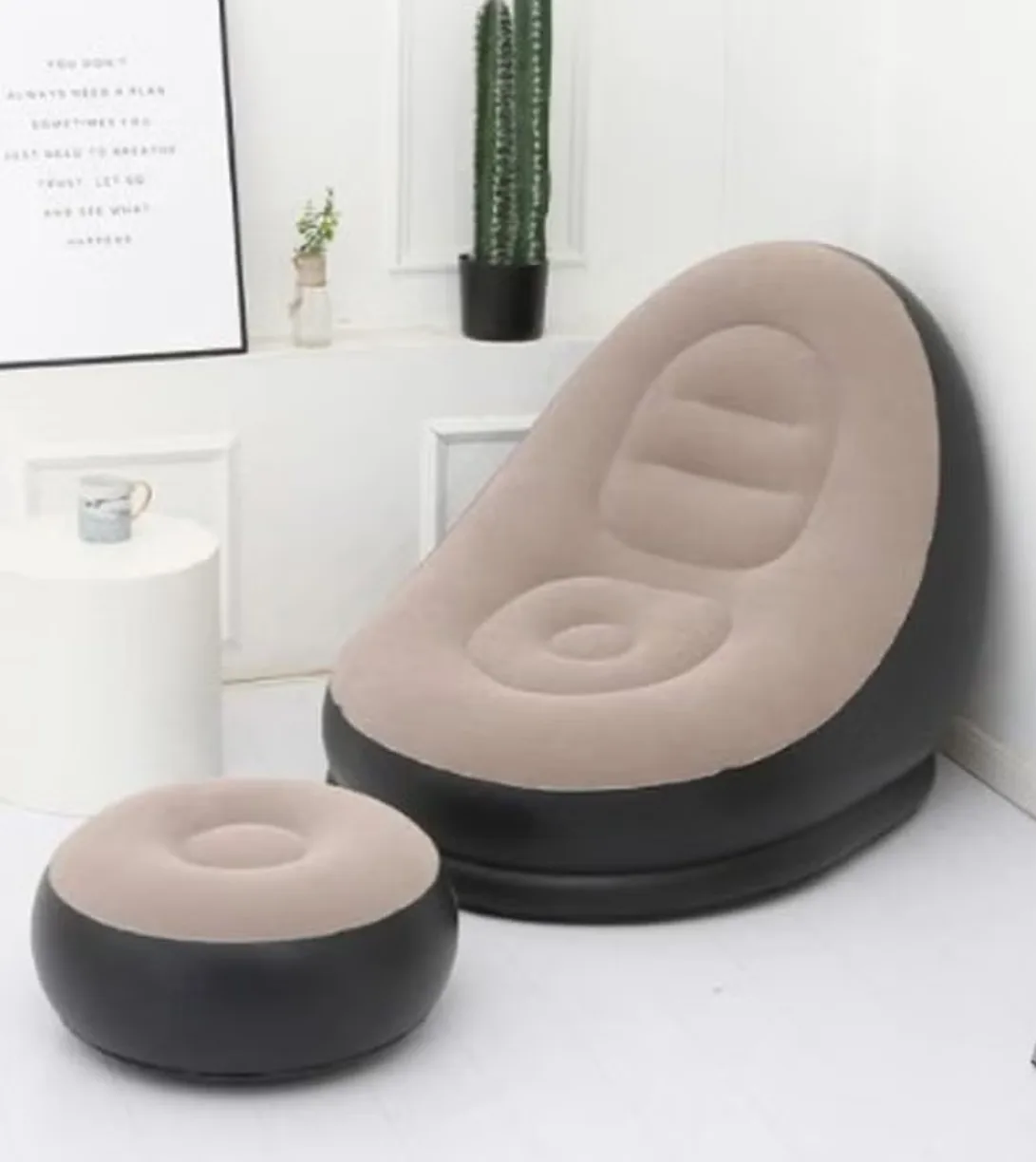 NEW Inflatable Air Chair with Footrest Stool – Comfortable Furniture Set