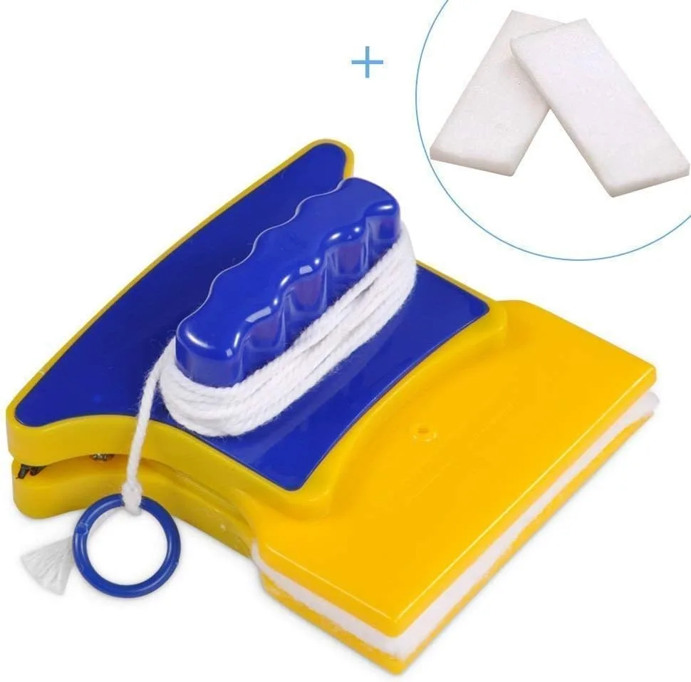 Magnetic Window Cleaner, Window Cleaning Tool, Magnetic Window Cleaner Double Sided, Window Double Sided Cleaner with 2 Extra Cleaning Cotton Squeegee (Multicolour, Standard) thumbnail 5