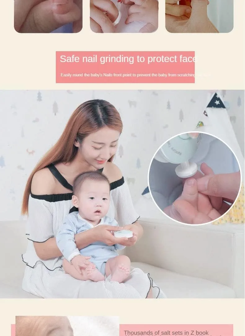Baby Electric Nail Trimmer, Newborn Handheld Nail Grinder Silent Nail Clipper Replaceable Grinding Head Nail File for Finger Toe Nails Children's Gifts thumbnail 5