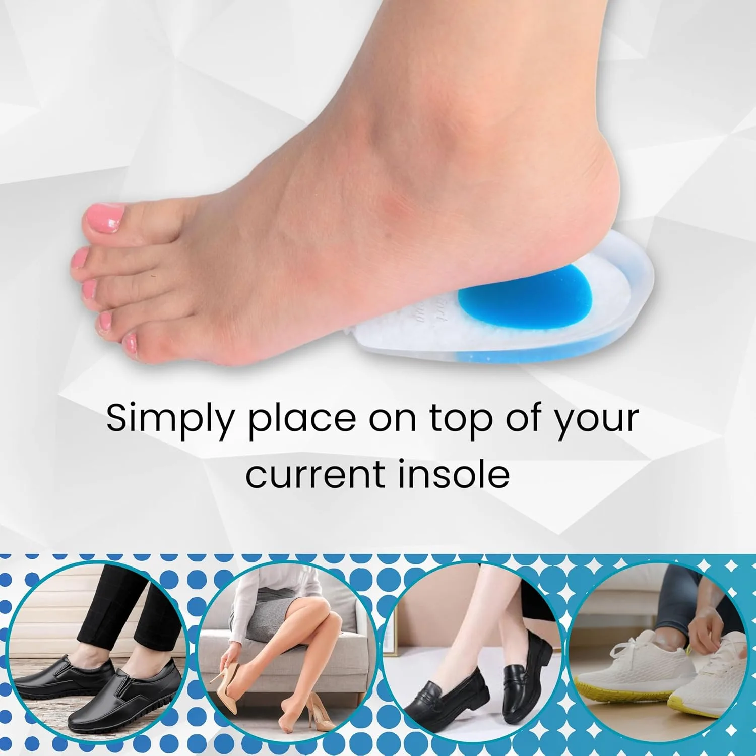 Wonder Care Gel Heel Cushion Pads for Heel Pain Relief | Silicone Heel Inserts for Plantar Fasciitis, Heel Spurs & Achilles Support | Unisex Comfort Shoe Insoles for Men & Women thumbnail 2