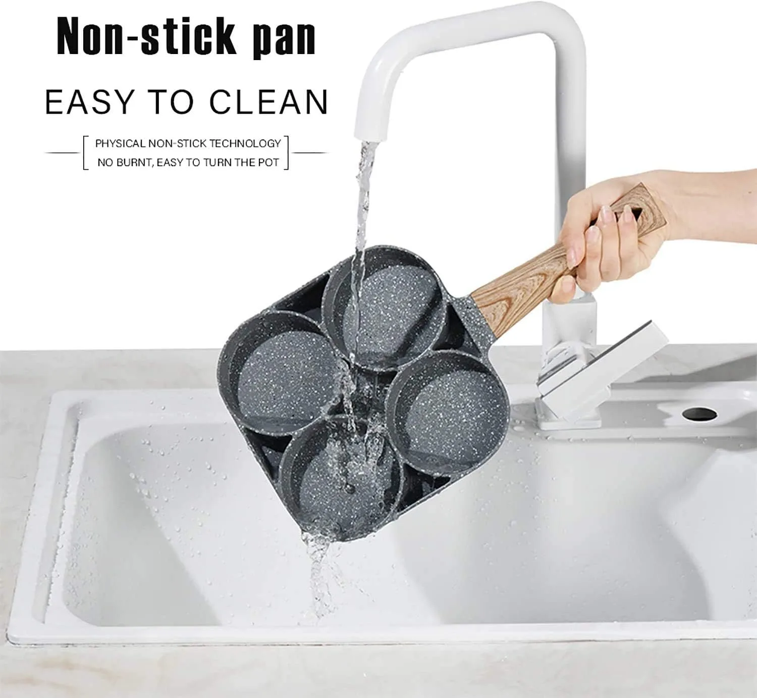 Non-Stick Frying Pan with 4 Hole Pancake Pan Fried Egg Burger Pan thumbnail 4
