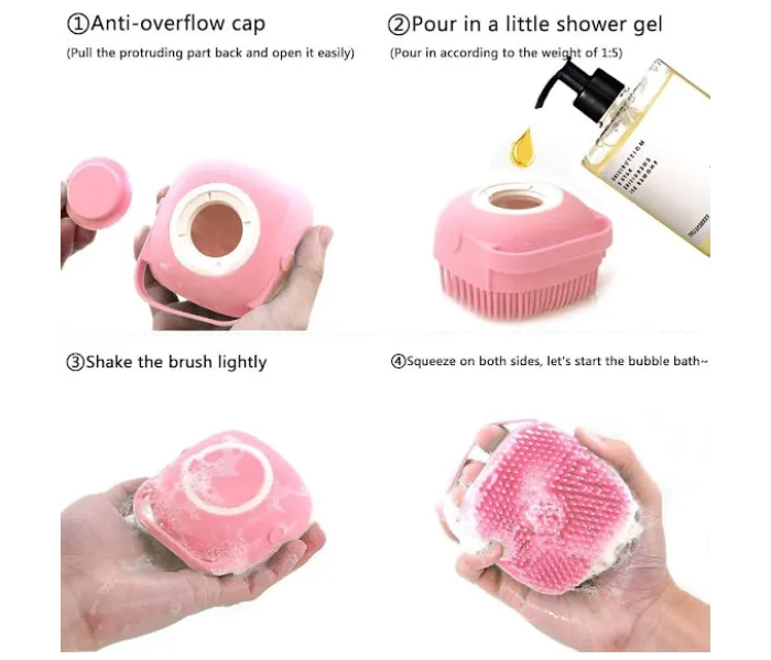 Silicone Massage Exfoliating Bath Shower Brush With Soap Dispenser thumbnail 2