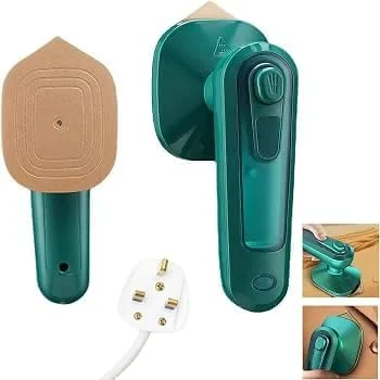 Mini Electric Steam Iron 2-in-1 Portable Dry & Steam Travel Iron Green | Non-Stick Soleplate, Fast Heating, Compact Handheld, Travel & Home Use
