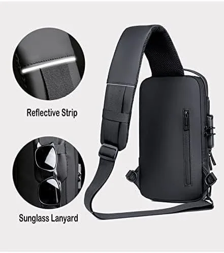 Anti theft Crossbody Sling bag,Shoulder Backpack,Lightweight Chest Daypack with USB Charging Port thumbnail 3