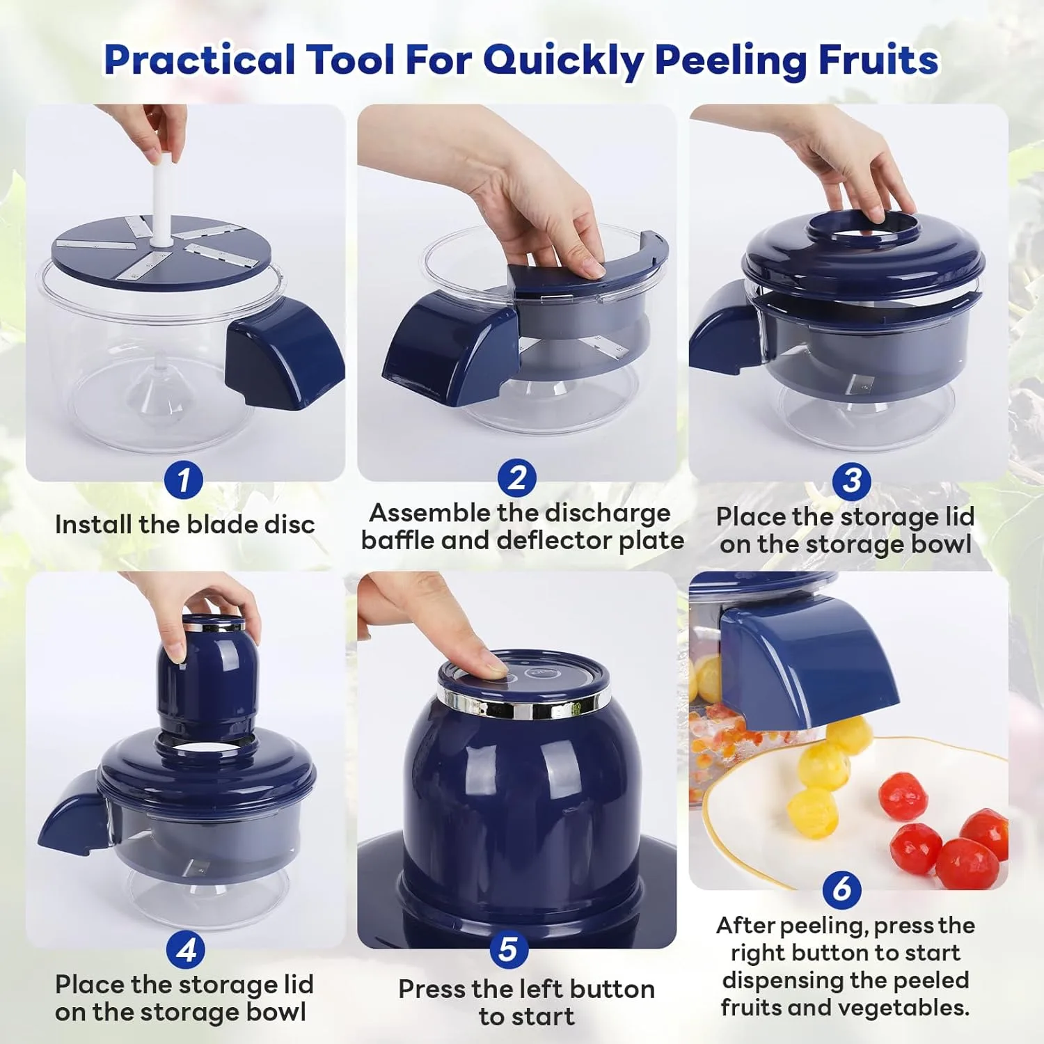 Automatic Grape Peeler Machine, Electric Garlic & Cherry Tomato Peeler Skin Remover Tool for Small Fruits, Effortless Peeling for Home Kitchen thumbnail 2