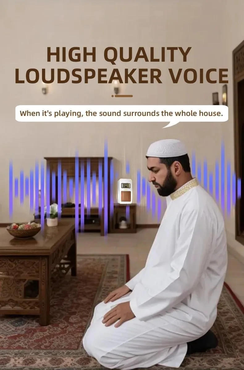 Bluetooth Quran Wall Speaker with LED Light – Wireless Islamic Audio Speaker, Pre-Loaded Holy Quran Recitations, MP3/USB Playback, Remote Control, Stylish Wall-Mountable Design for Home & Mosque thumbnail 5