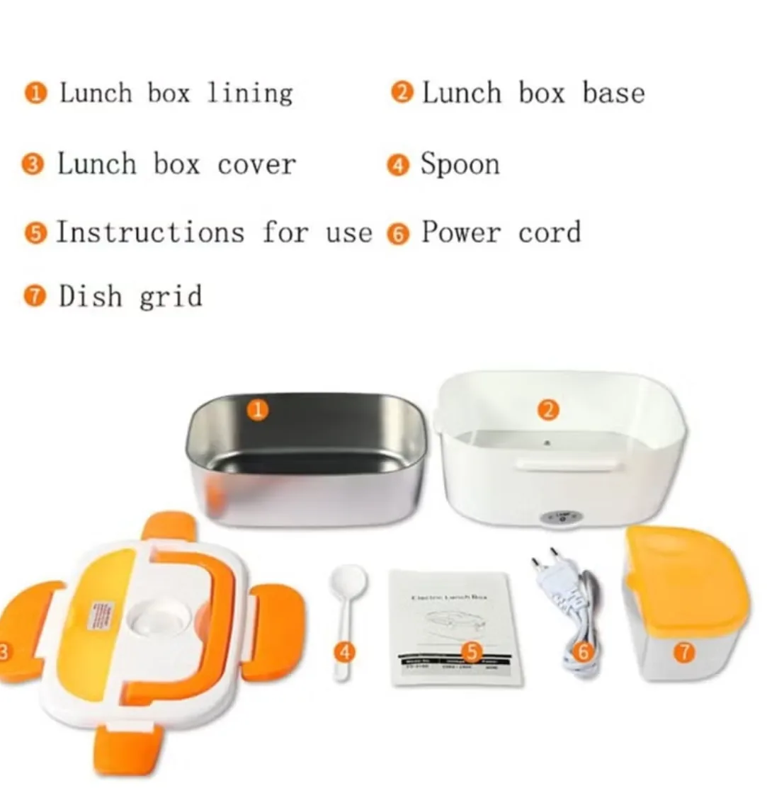 Electric Lunch Box Food Heater,12V&110V&220V 2-in-1 Portable Food Warmer Lunch Box for Car and Home, 304 Stainless Steel Containers Spoon thumbnail 3