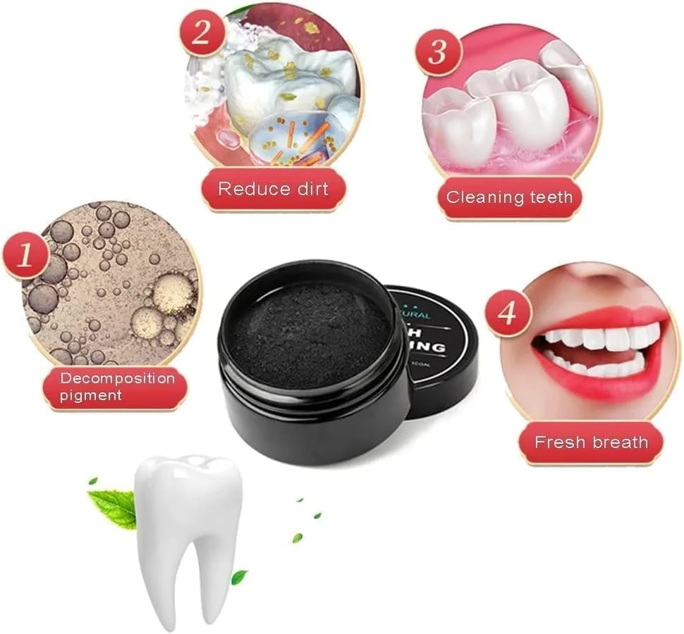 Charcoal Powder for Teeth Whitening, Activated Carbon Teeth Cleaning Powder, Natural Toothpaste Alternative, Natural Oral Care Set (30G) thumbnail 6