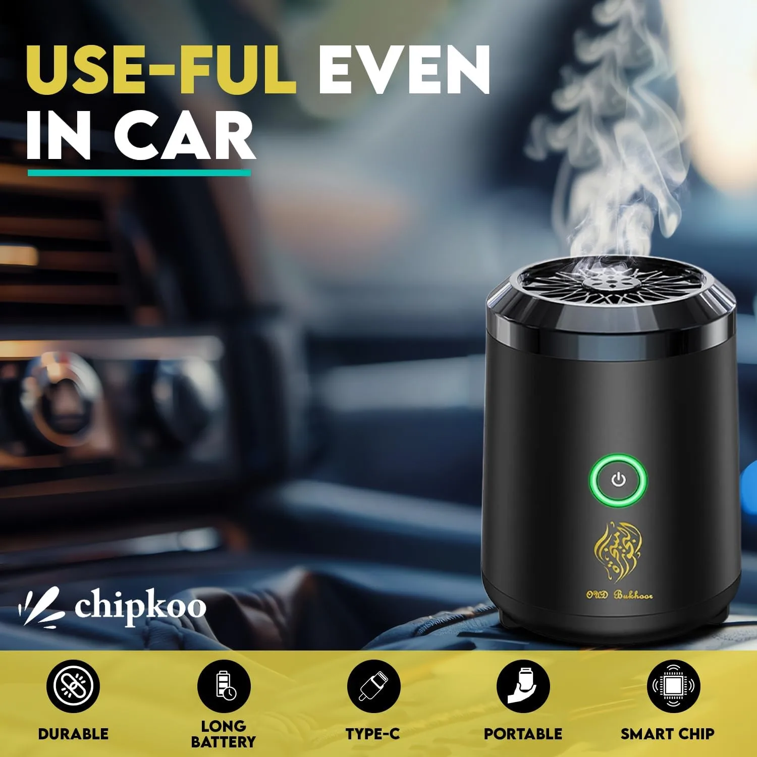 Portable Oud Incense Bukhoor Burner, Electronic Mini USB Rechargeable Incense Burner Bakhoor Best Gift for Home, Car, Office & Desert Camping thumbnail 3