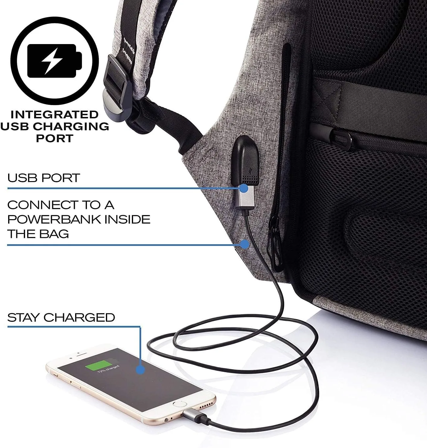 Anti-theft travel backpack large capacity waterproof nylon laptop bag USB charging shoulder bag college students bag thumbnail 4