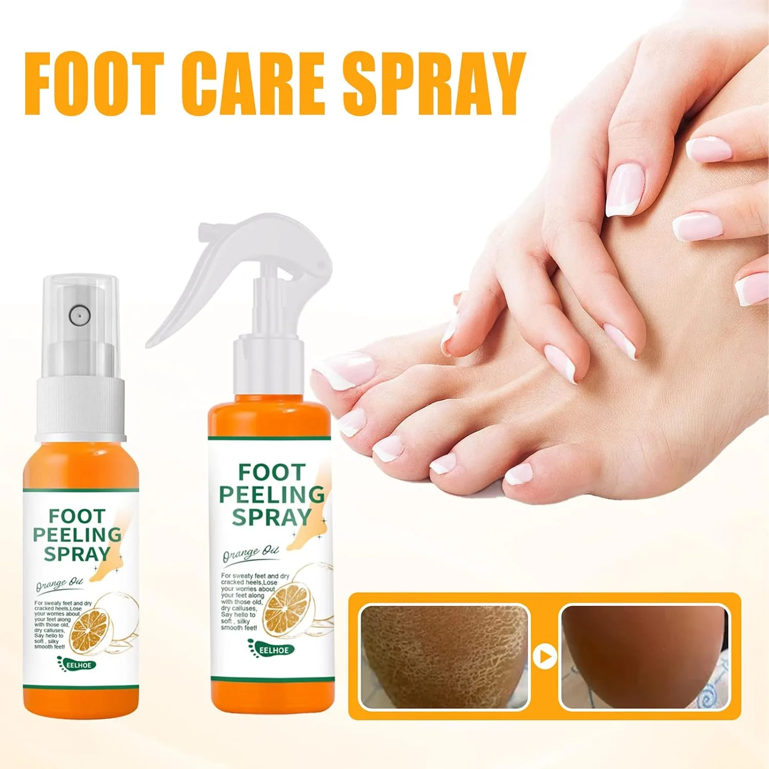 100ml Orange Foot Peeling Spray Soften Calluses Tender Feet Moisturizing Nourishing Foot Care thumbnail 6