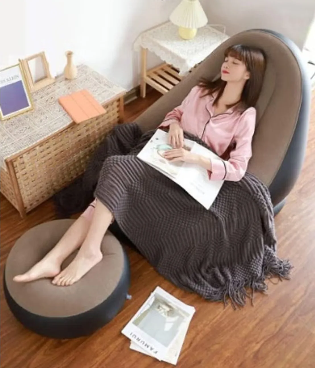 NEW Inflatable Air Chair with Footrest Stool – Comfortable Furniture Set thumbnail 4
