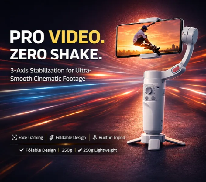 M1 3 Axis Smartphone Gimbal Stabilizer With Ai Face Tracking Foldable Selfie Stick Tripod For Iphone Android thumbnail 3