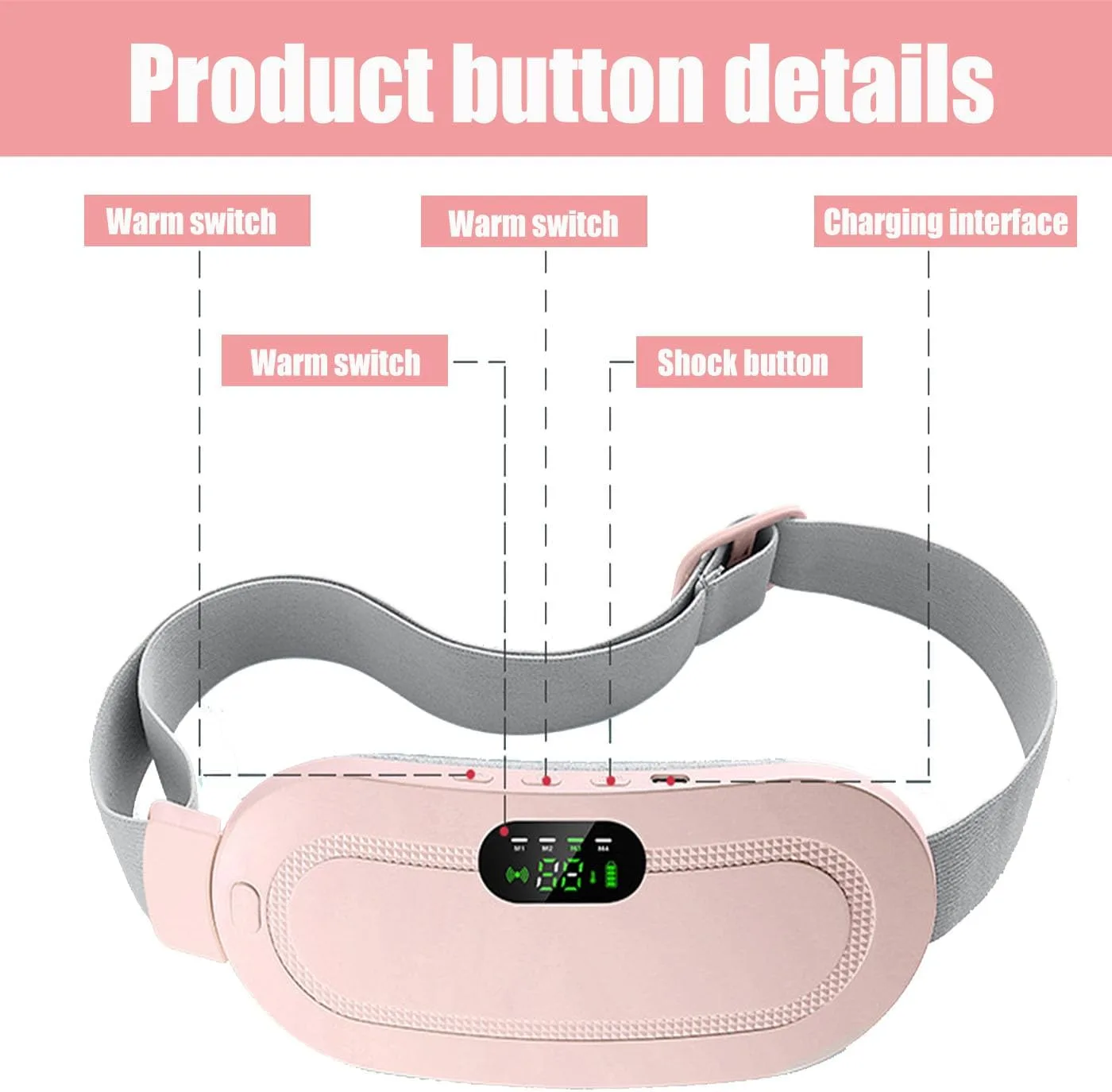 Heating Pad for Period Cramps, Three-Speed Adjustment，Portable Cordless Rechargeable Heating Pad for Menstrual Pain Relief Electric Heat Belt, Gifts for Her Women Girl Wife (Pink) thumbnail 6