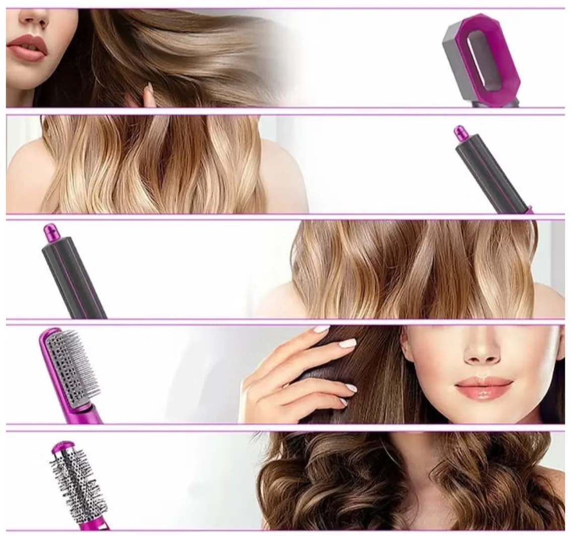 5-in-1 Professional Hair Styler Kit – Multifunctional Hot Air Brush, Hair Dryer, Curler, Straightener & Volumizer – All-in-One Smoothing & Styling Tool for All Hair Types thumbnail 3