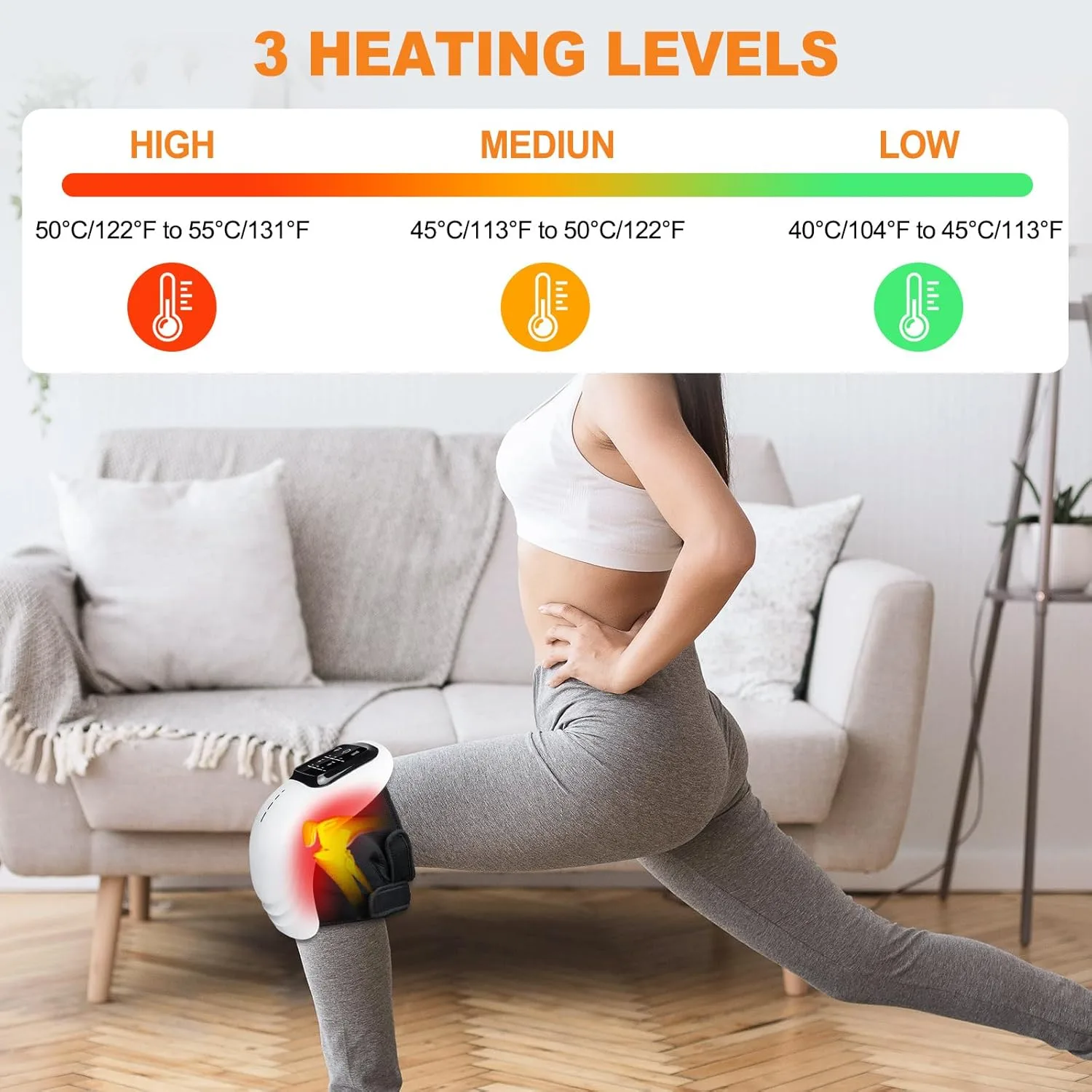 Portable Knee Massager with Heat, Red Light, Enhanced Light & Massage,Cordless Knee Massager for Relax Tight Muscles and Helps Minor Joint Stiffness and Discomfort thumbnail 3