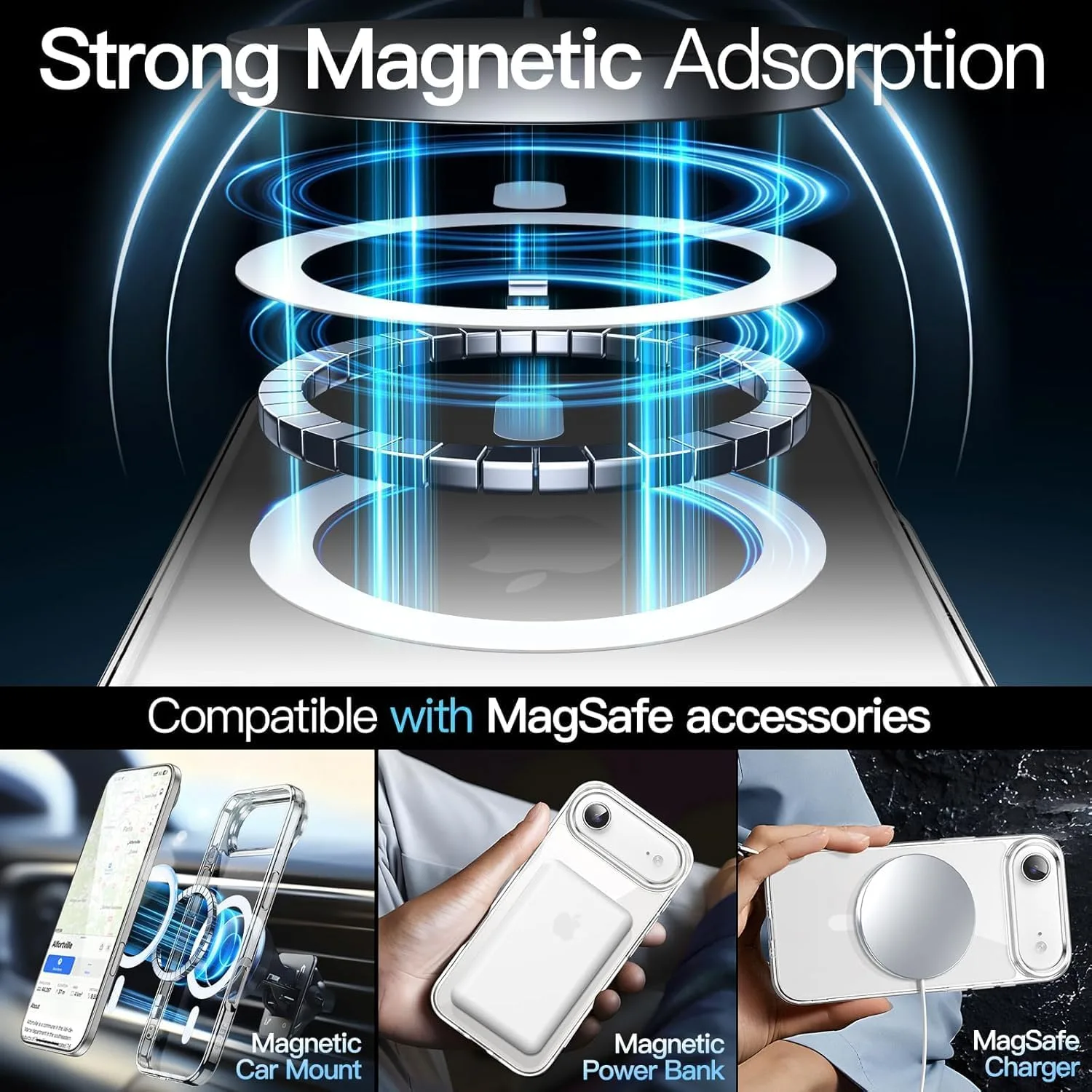 Car Phone Holder - Magnetic Vacuum Suction Mount | 360° Adjustable Mount for Mirror, Wall, Gym | Quick Lock | Compatible with iPhone & Android thumbnail 4