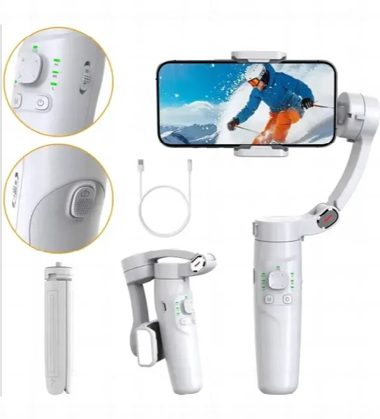 M1 3 Axis Smartphone Gimbal Stabilizer With Ai Face Tracking Foldable Selfie Stick Tripod For Iphone Android thumbnail 4