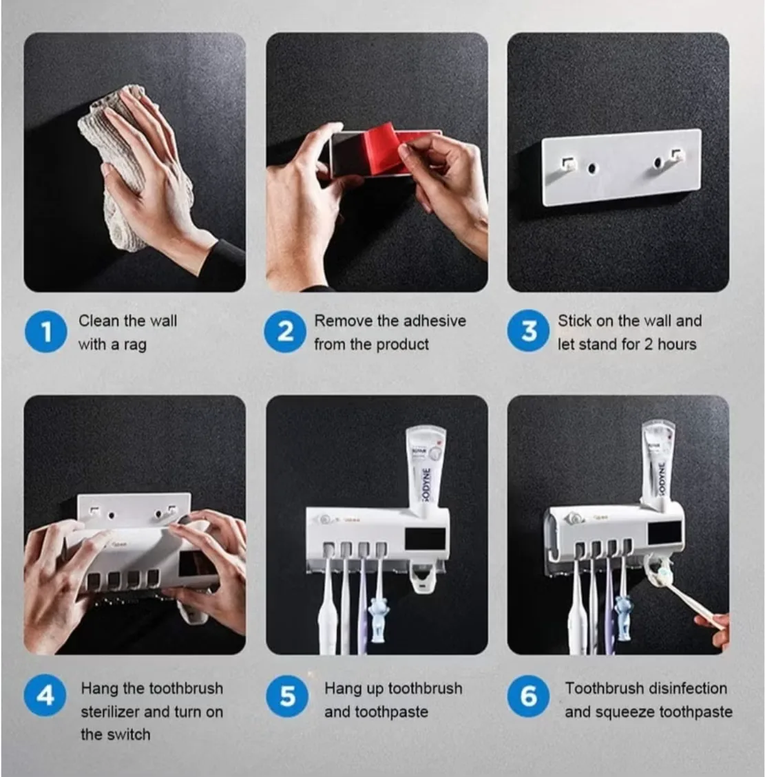 UV Toothbrush Sanitizer, Bathroom Toothbrush Holder Wall Mounted Ultraviolet Light Sterilizer,Toothbrush Organizer for Home, Bathroom thumbnail 3