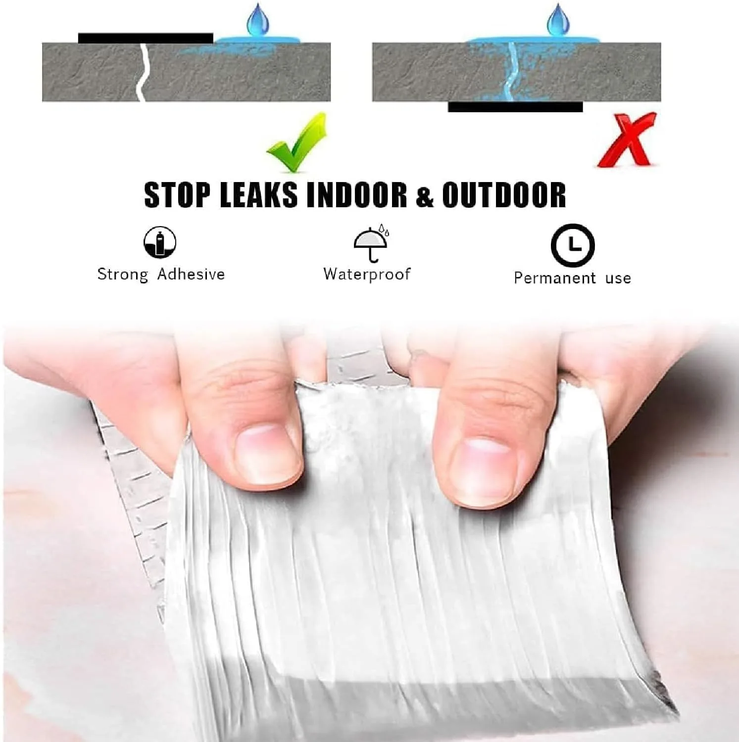 Waterproof Tape for Roof, Sunroom, and Color Steel Window Leakage Repair – High Polymer Butyl Rubber Sealant for Superior Durability, Leak Prevention, and Long-Lasting Protection thumbnail 2