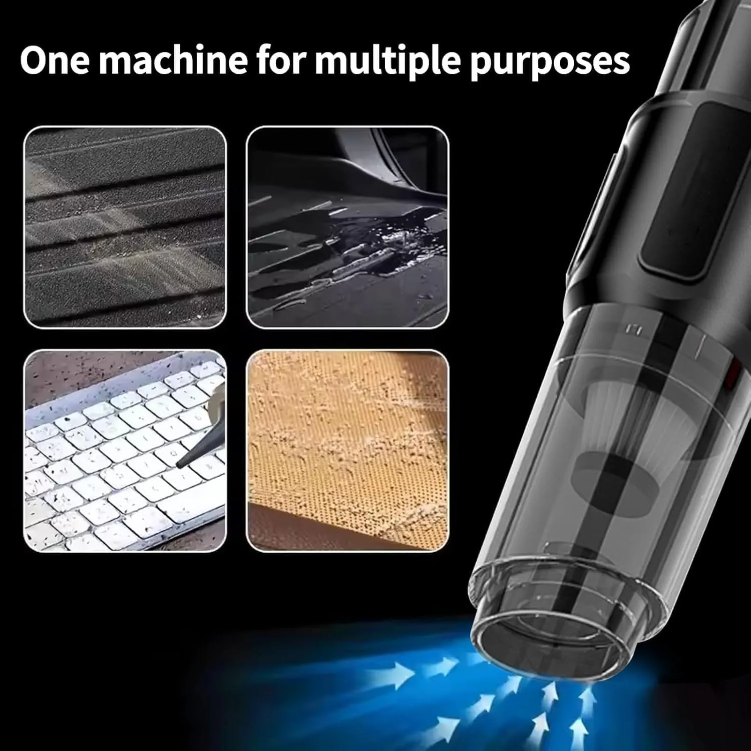 SAFENHAND Cordless Handheld Car Vacuum Cleaner, 4-in-1 Wireless Charging, 120W 5000Pa Super Powerful Suction, with Multiple Accessories for Hair, Dirt, Pet Hair, Home and Car Cleaning thumbnail 6