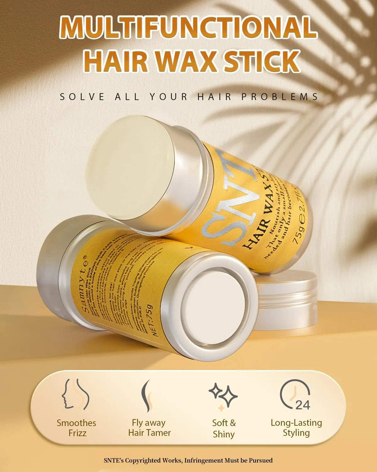 Hair Wax Stick, Wax Stick for Hair Wigs Edge Control Slick Stick Hair Pomade Stick Non-greasy Styling Wax for Fly Away & Edge Frizz Hair 2.7 Oz thumbnail 7