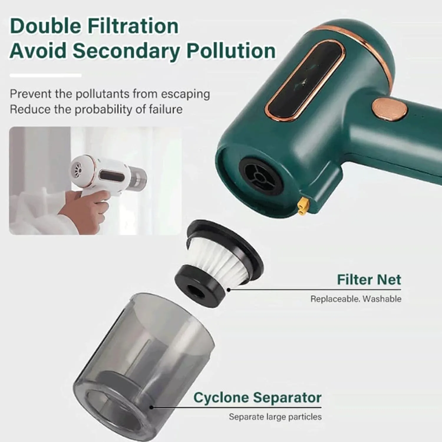 Vacuum Cleaner Mites Removal Instrument,Wireless Handheld Mattress Cleaner hine UV Deep Cleaning 7500Pa Dust Mite Remover for Upholstery & Mattresses thumbnail 3