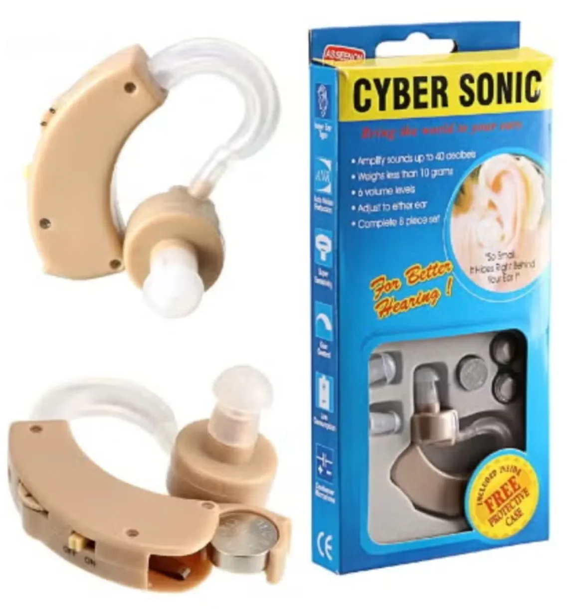 Hearing Aid Machine – Cyber Sonic Ear Sound Enhancement Amplifier for Adults and Seniors – Lightweight Behind-the-Ear Hearing Device with Adjustable Volume – Comfortable and Discreet Hearing Support for Left or Right Ear – Clear Audio Amplification