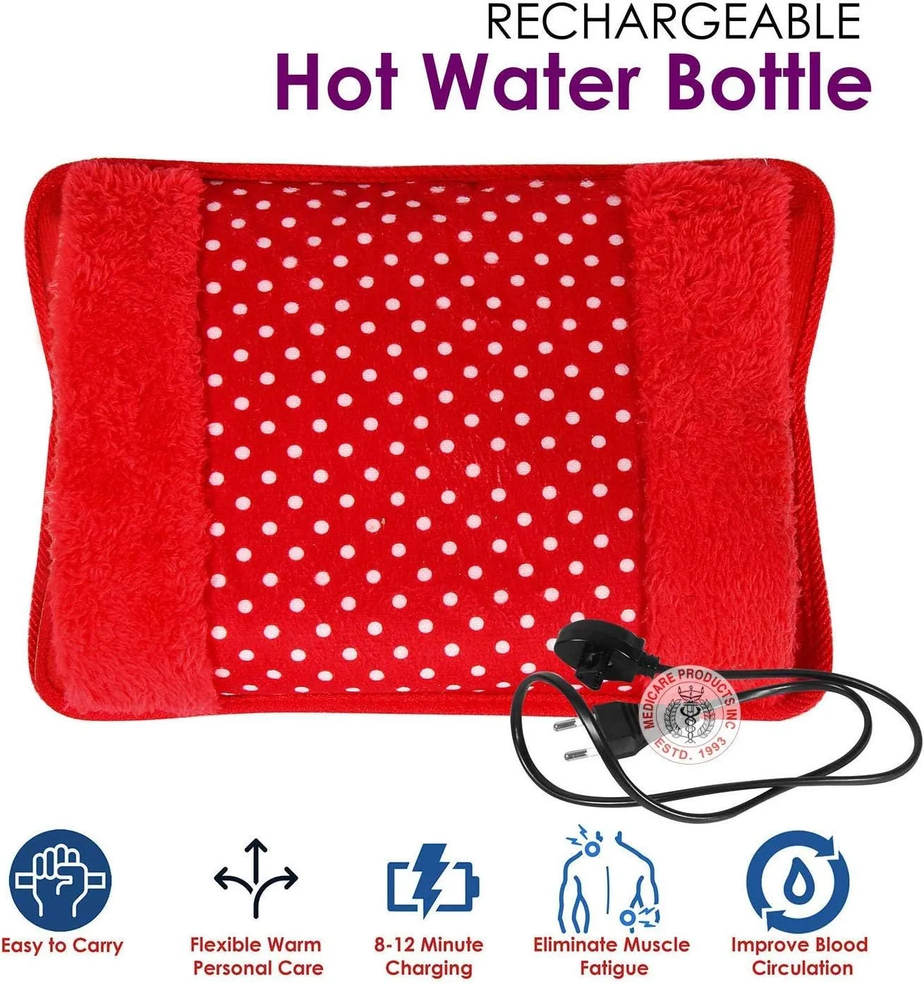 Narola Velvet Electric Heating Bag For Pain Relief, Electric, Gel Pad-Heat Pouch Hot Water Bottle Bag thumbnail 3
