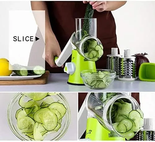 4 Pcs Vegetable Slicer 3 In 1 Handheld Spiral Rotary Drum For Fruit Cheese Nut thumbnail 3