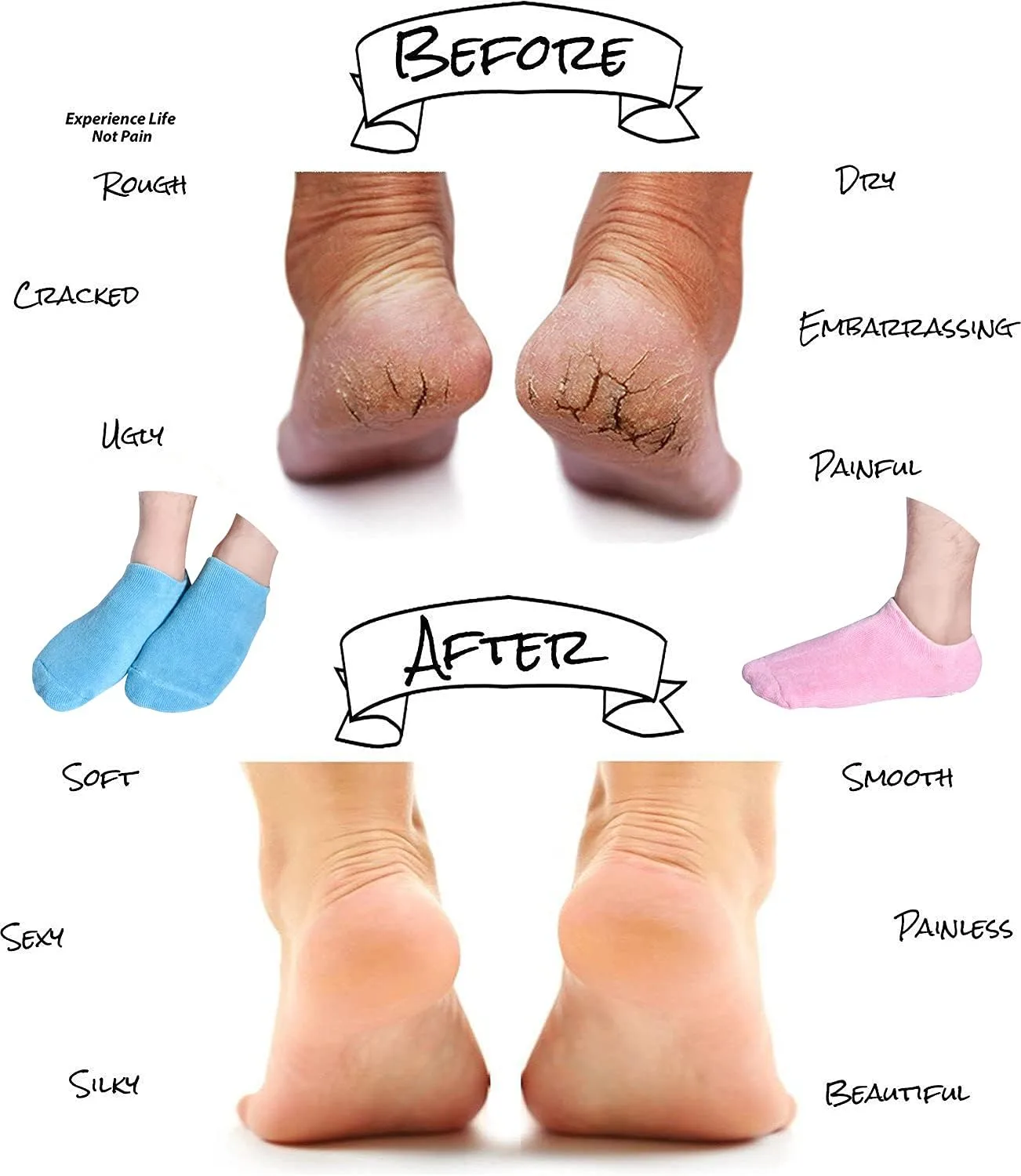 Moisturizing Socks, Gel Socks Soft Moisturizing Gel Socks, Gel Spa Socks for Repairing and Softening Dry Cracked Feet Skins, Gel Lining Infused with Essential Oils and Vitamins thumbnail 5
